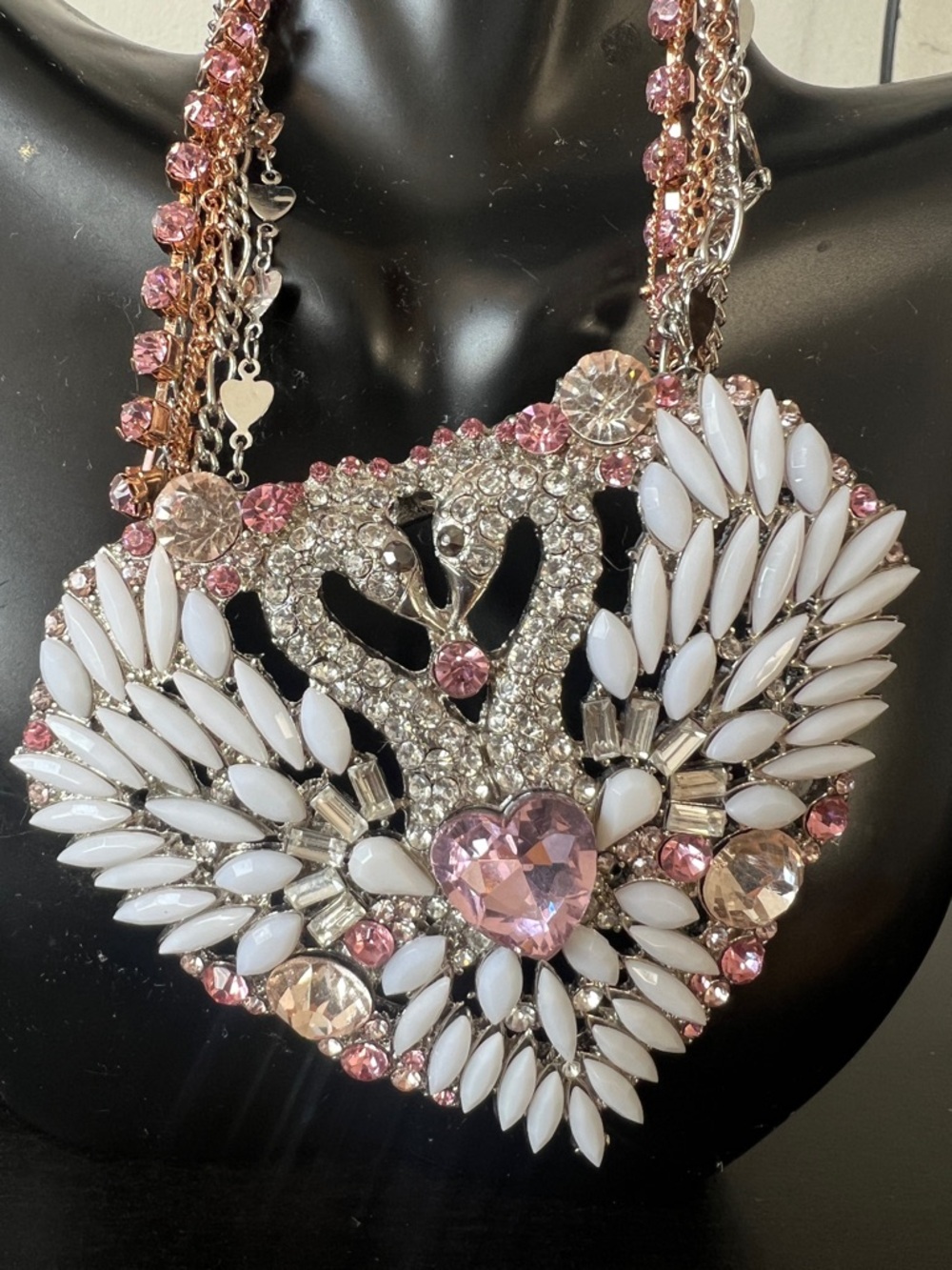 Vintage Betsey Johnson Swan Statement Necklace - Picture 2 of 5